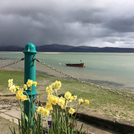 A small boat on the sea front at Aberdyfi